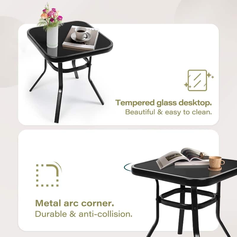 3-piece Rocking Chair Patio Bistro Set with Side Table