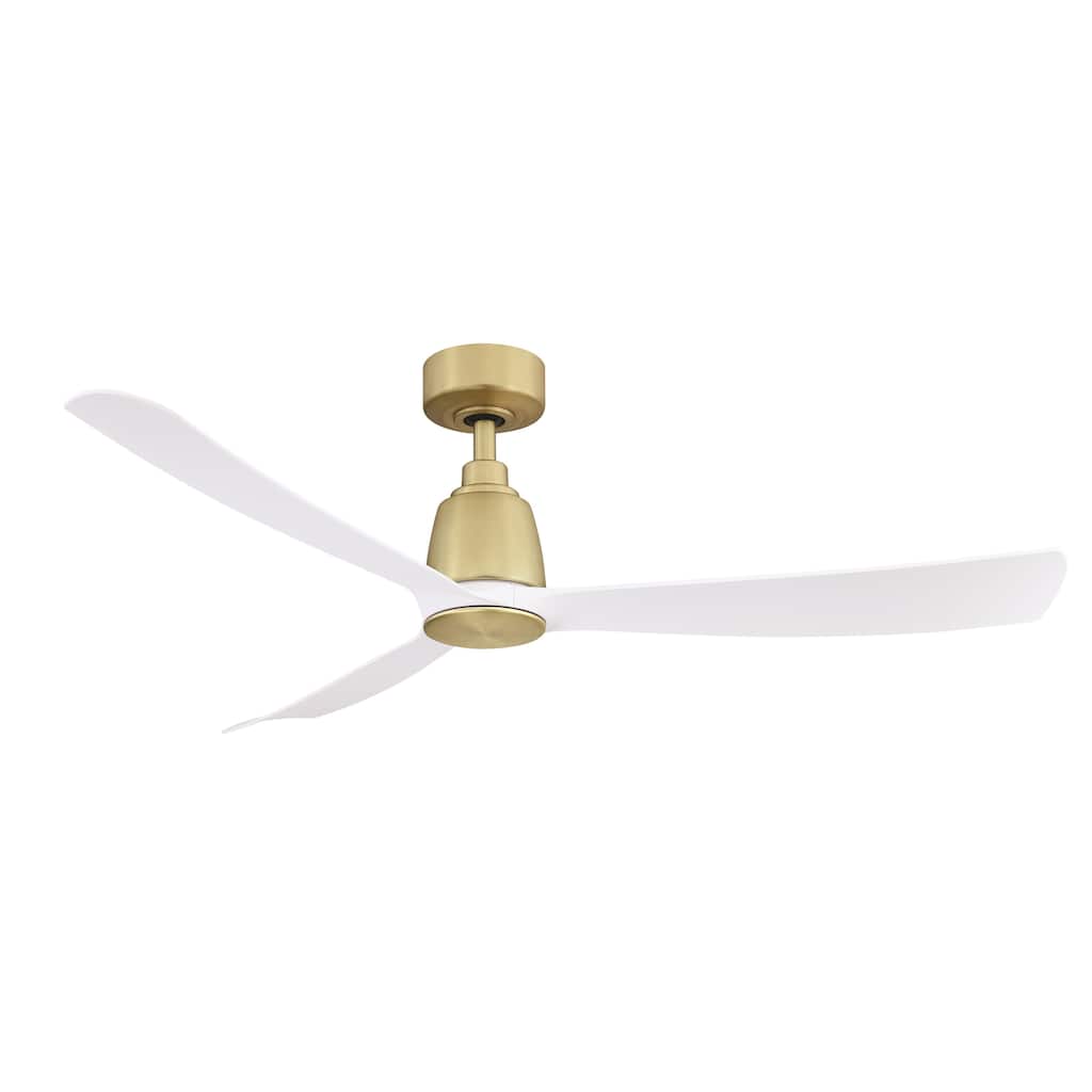 Fanimation Kute 52 inch Indoor/Outdoor Smart Ceiling Fan with Remote - Brushed Satin Brass with Matte White Blades