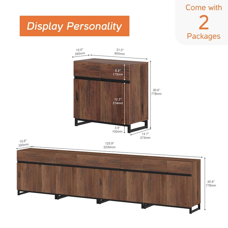 Modern TV Stand for TVs up to 120 inch, 4 in 1 TV Console with Adjustable Shelves, Media Console Table