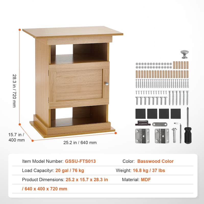 Aquarium Stand Reptile Tank Stand with Storage, Cabinet and Hardware Kit