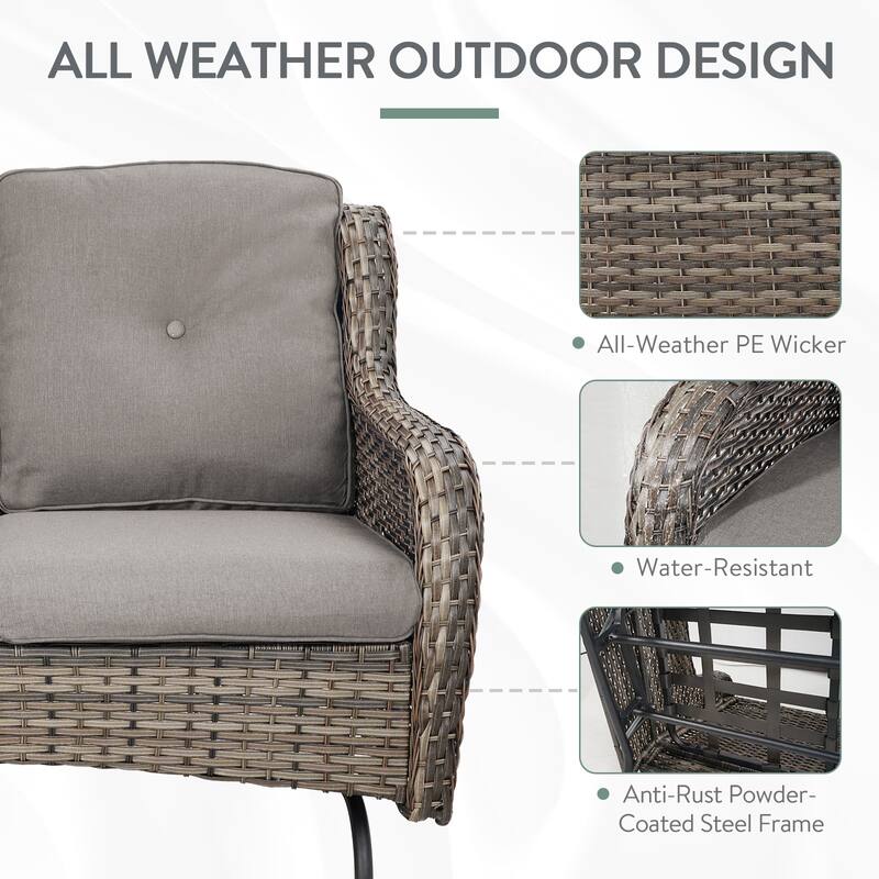Patio Glider Furniture Sofa with Cushion - Grey