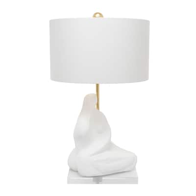 Bettina Resin Table Lamp with Linen Drum Lamp Shade