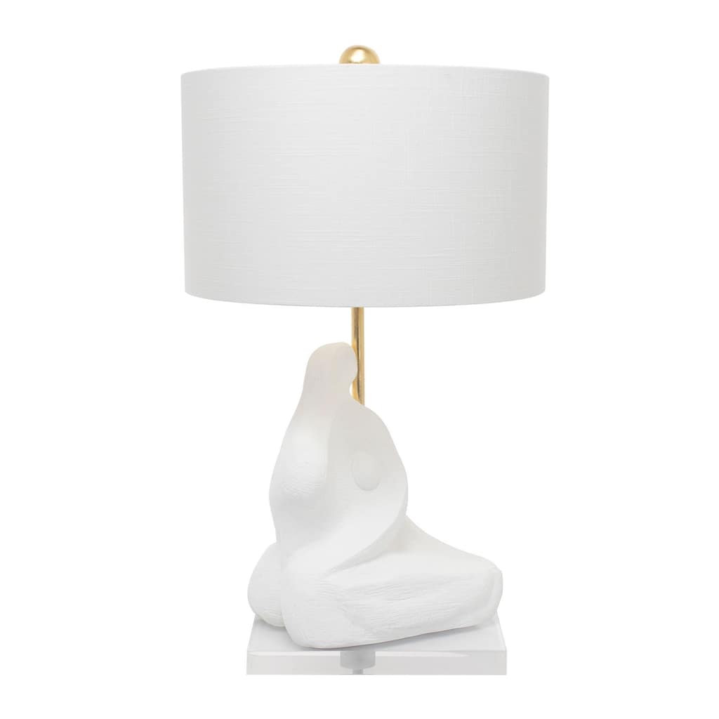 Bettina Resin Table Lamp with Linen Drum Lamp Shade
