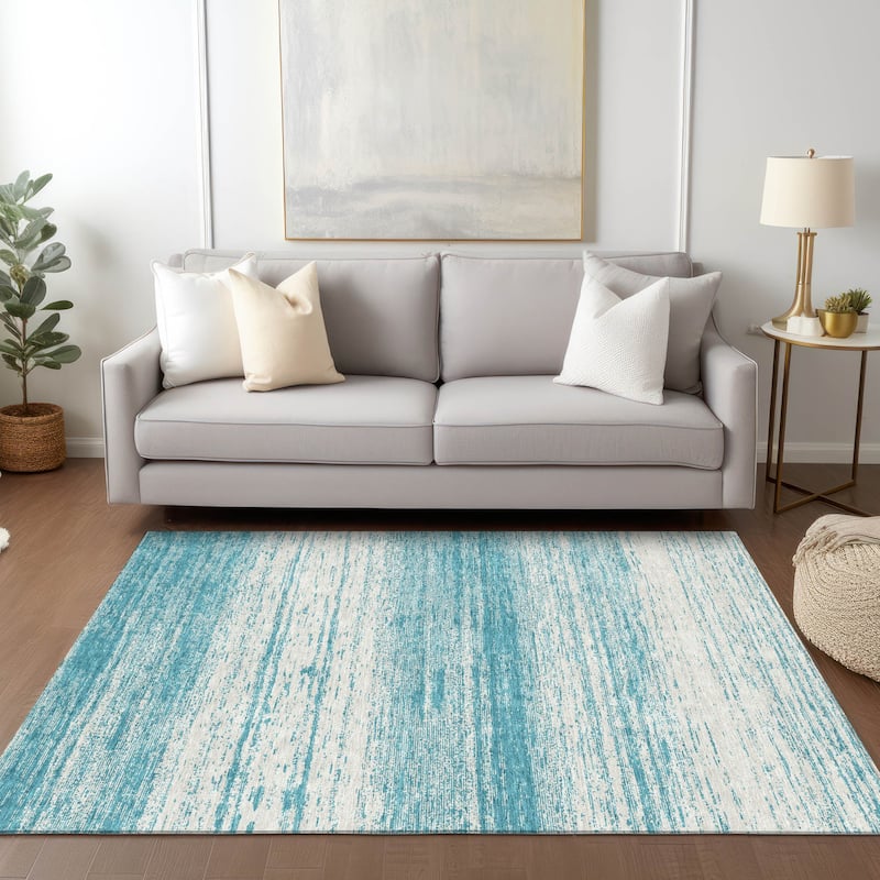Machine Washable Indoor/ Outdoor Chantille Ombre Stripes Rug