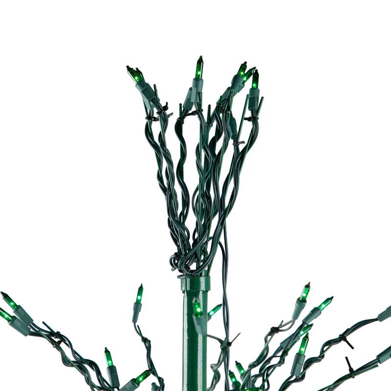 9' Black Pre-Lit Artificial Cascade Twig Christmas Tree - Green Lights - 9 Foot