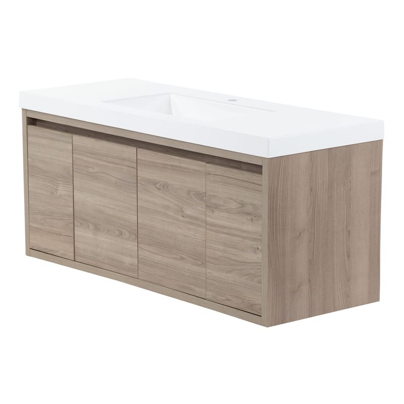 Kelby 48.5" Floating Bathroom Vanity With Cabinet, 2 Drawers, and White Sink Top