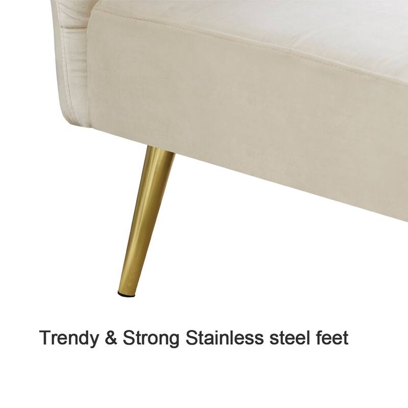 Italian Velvet Convertible Sleeper Sofa Bed with with Folded Armrests and Storage Bags