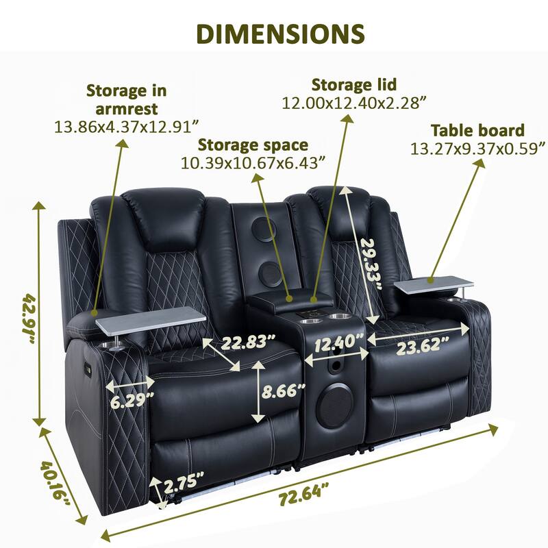 Power Reclining Sofa, Loveseat & Chair – Home Theater Seating with Wireless Charging, USB Port, Storage & Built-in Speakers