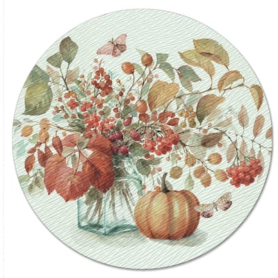 Autumn in Nature 4mm Heat Tolerant Tempered Glass Lazy Susan Turntable 13" Diameter Cake Plate Condiment Caddy Pizza Server