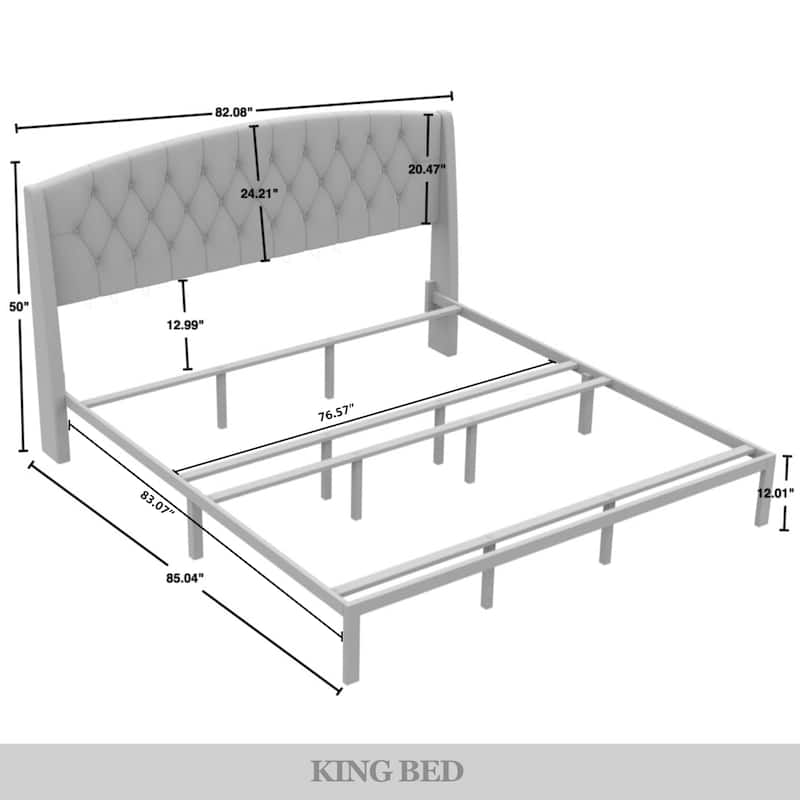 CraftPorch 3 Piece Bedroom Nightstands Set Classic Button Tufted Bed