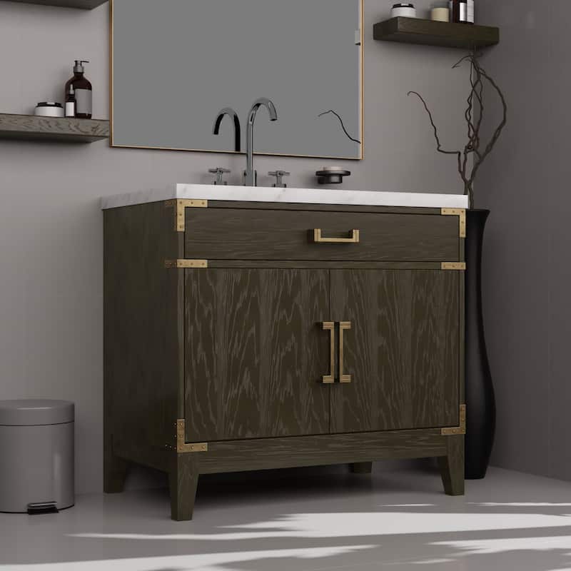Laurel Bath Vanity with Carrara Marble Top and Sink