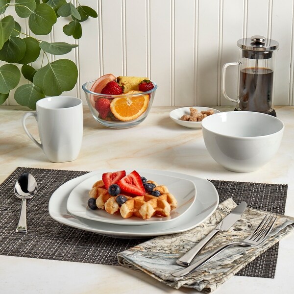 Square porcelain deals dinnerware sets