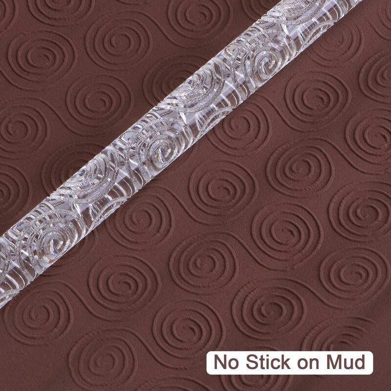 Acrylic Embossed Rolling Pin 16cm x 1cm Snail Pattern - Transparent