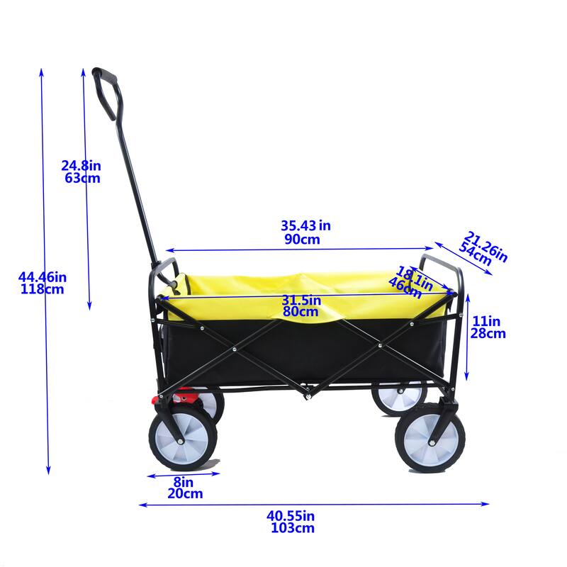 Folding Wagon Garden Shopping Beach Cart with Adjustable Handle