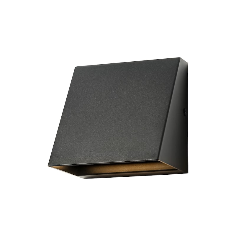 1-Light 5" H Industrial Black Triangular Aluminium Integrated LED Hardwired Outdoor Wall Light - 5 in. W x 5 in. H x 3.94 in. D
