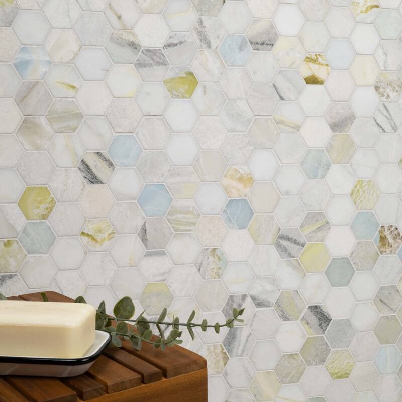 Ackland AKM-S-2X2HXP-CA 12" x 12" Marble Geometric Floor and Wall