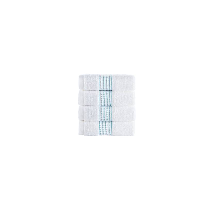 Brooks Brothers Rope Stripe Border 4 pcs Wash Towels - Sea Glass