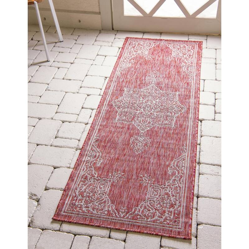 Outdoor Nirie Collection Area Rug - Rust Red - 2'x6'