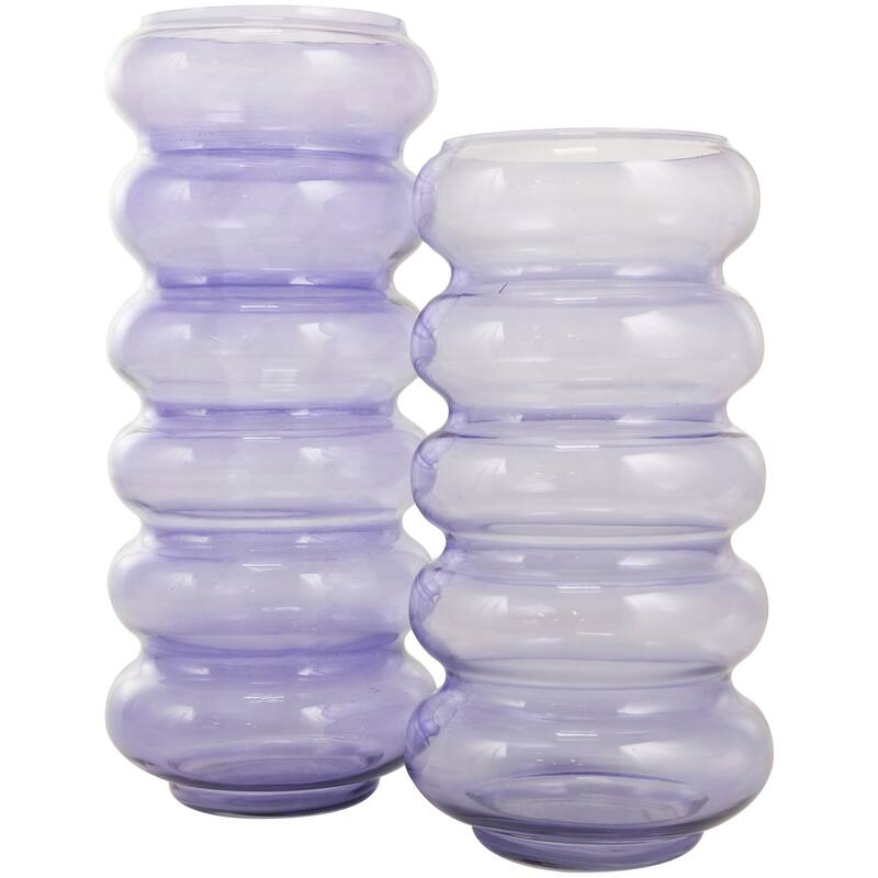 Purple Glass Bubble Decorative Vase (Set of 2)