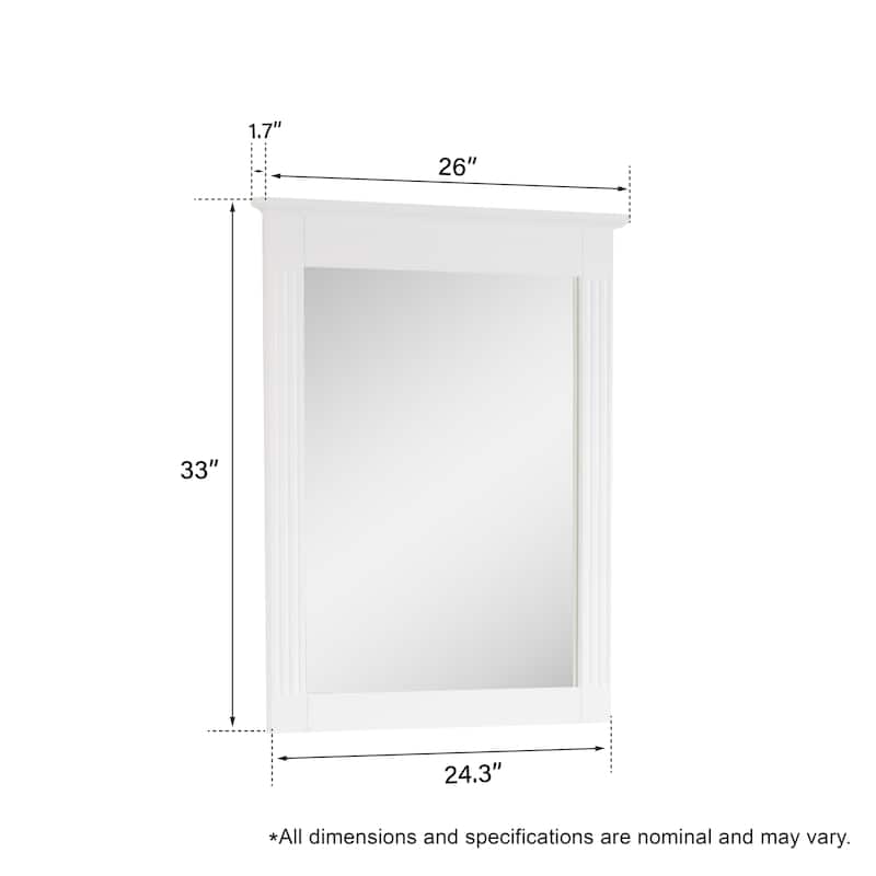 Morern 33"H x 26''W Wall-Mounted Rectangle Solid Wood Frame Mirror (Set of 2)