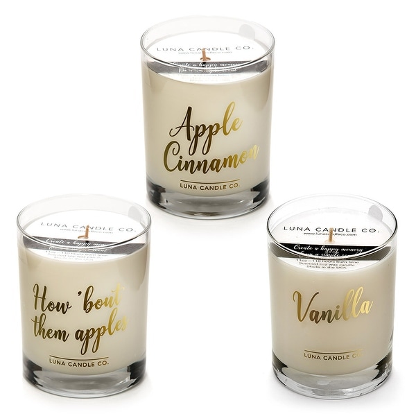 Apple Cinnamon and Vanilla Jar Candle Gift Set, Soy Wax (Set of 3)