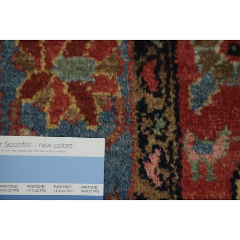 Hand Knotted Oriental 100% Wool Carpet Traditional Floral Navy Blue & Blues Lilian Area Rug - 6' 11'' X 4' 4''