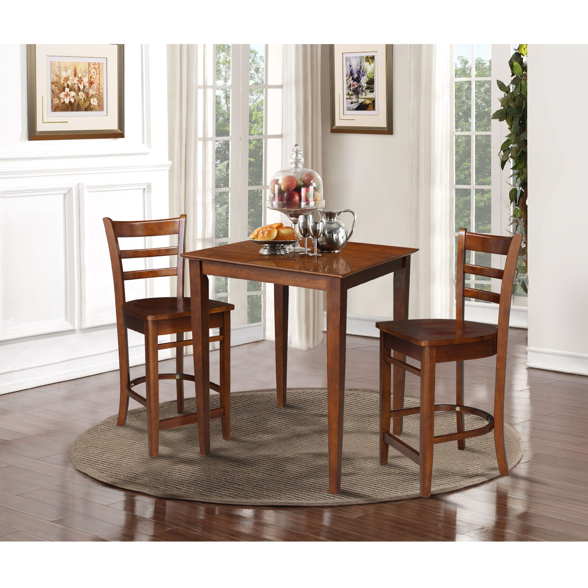 30" x 30" Counter Height Table with 2 Stools - 3 Piece Set