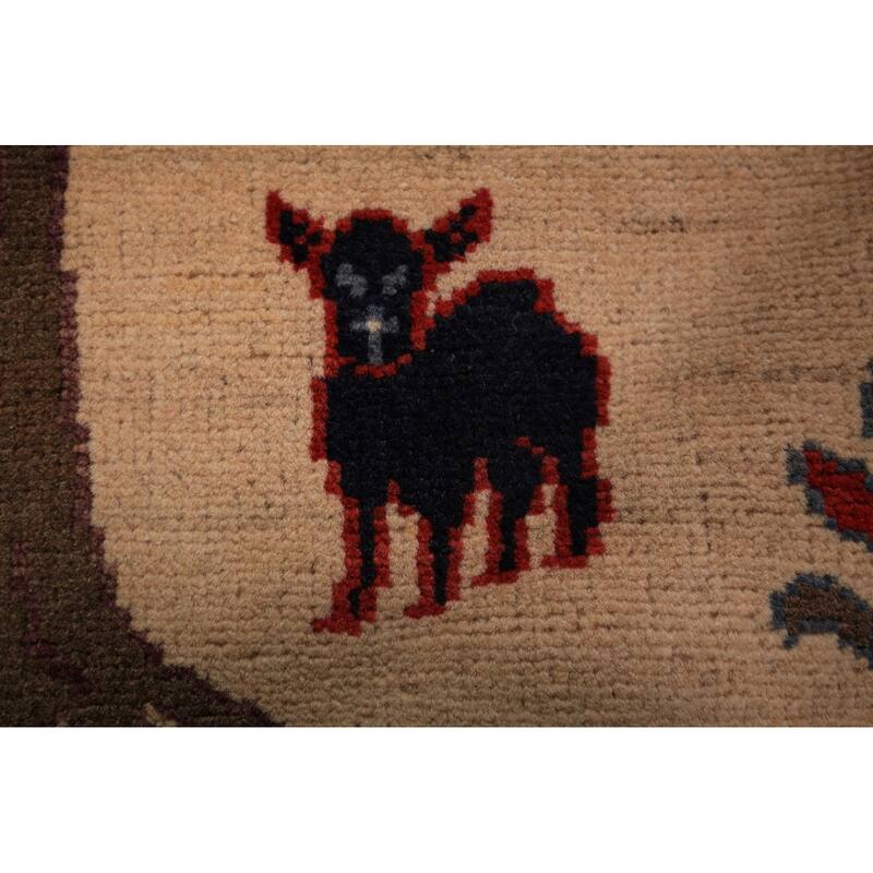 Pictorial Kazak Oriental Foyer Rug Hand-Knotted Wool Carpet - 2'0" x 3'0"