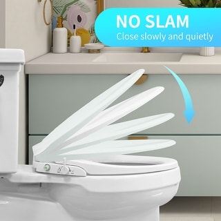 Non-Electric Bidet Toilet Seat - Elongated Slow Close With Self-Cleaning Dual Nozzles-767650