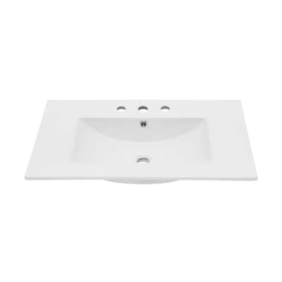 30" Vanity Top Bathroom Sink With 3 Holes