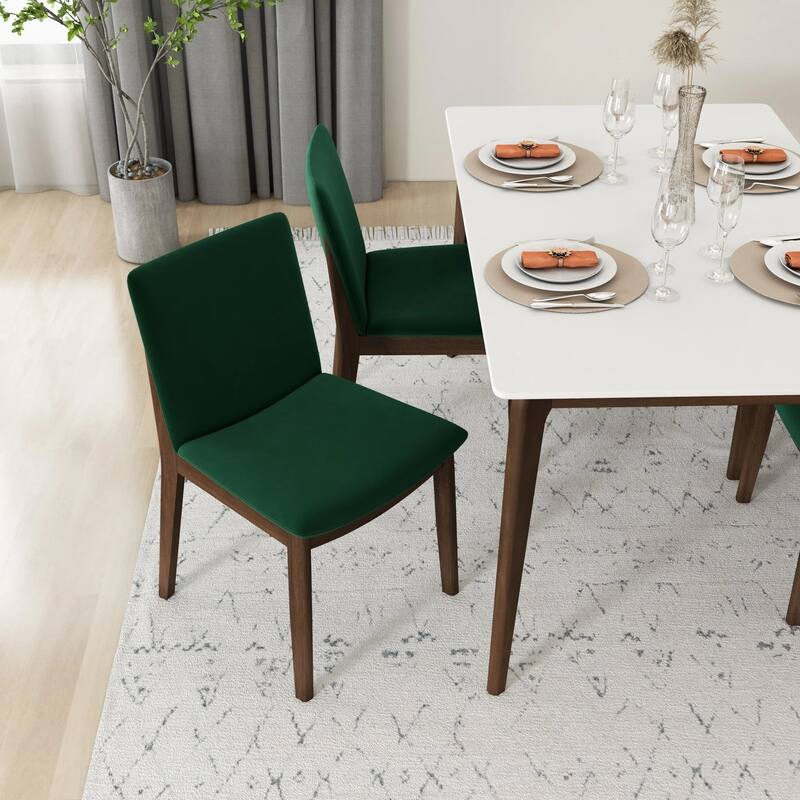 GDFStudio - Laura Mid-Century Modern Solid Wood Dining Chair Set with Upholstered Fabric, Set of 2 - 20"