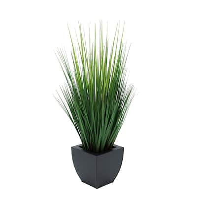 Faux PVC Grass in Tapered Zinc Planter