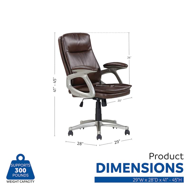 Sealy® Hugo Ergonomic Mid-Back Executive Office Chair with Padded Armrests