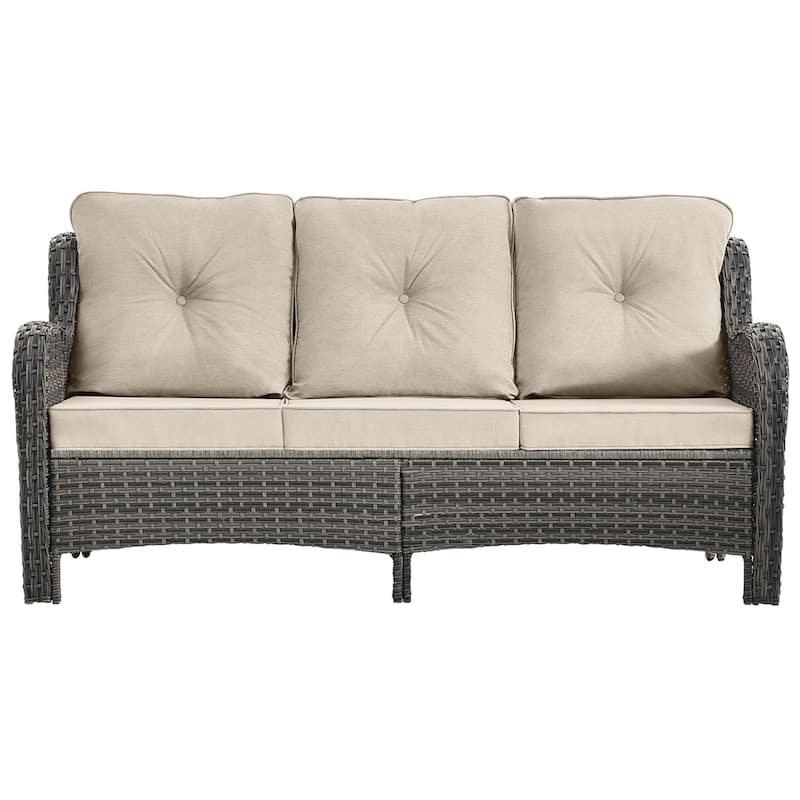 3 Seat Sofa Curved Outdoor Sofa-Wicker Outdoor Couch Outdoor Patio Couch