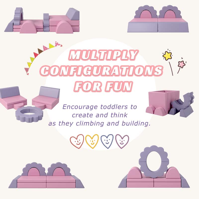 Foam Climbing Blocks Convertible Sofa ,Kids Play Couch, Indoor Climbing Structure for Toddlers, Infant, Kids, Pre-school