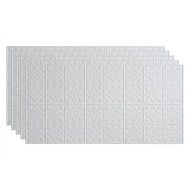 FASÄDE Traditional Style1 Decorative Vinyl 2ft x 4ft Glue Up Ceiling Panel in Gloss White (5 Pack) - 5 Pack - Gloss White