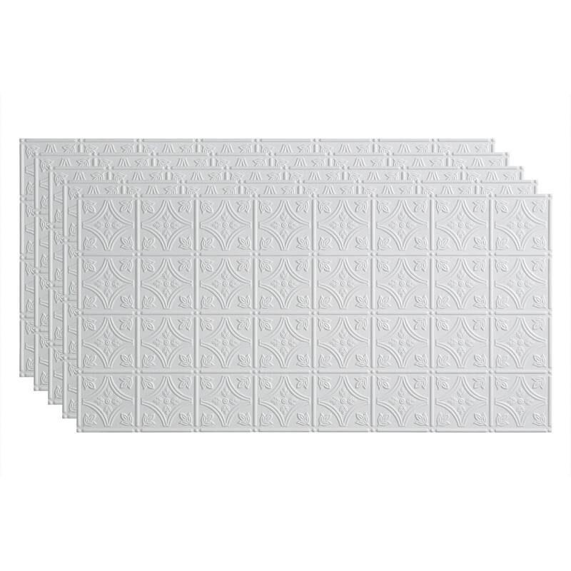 FASÄDE Traditional Style1 Decorative Vinyl 2ft x 4ft Glue Up Ceiling Panel in Matte White (5 Pack) - 5 Pack - Matte White
