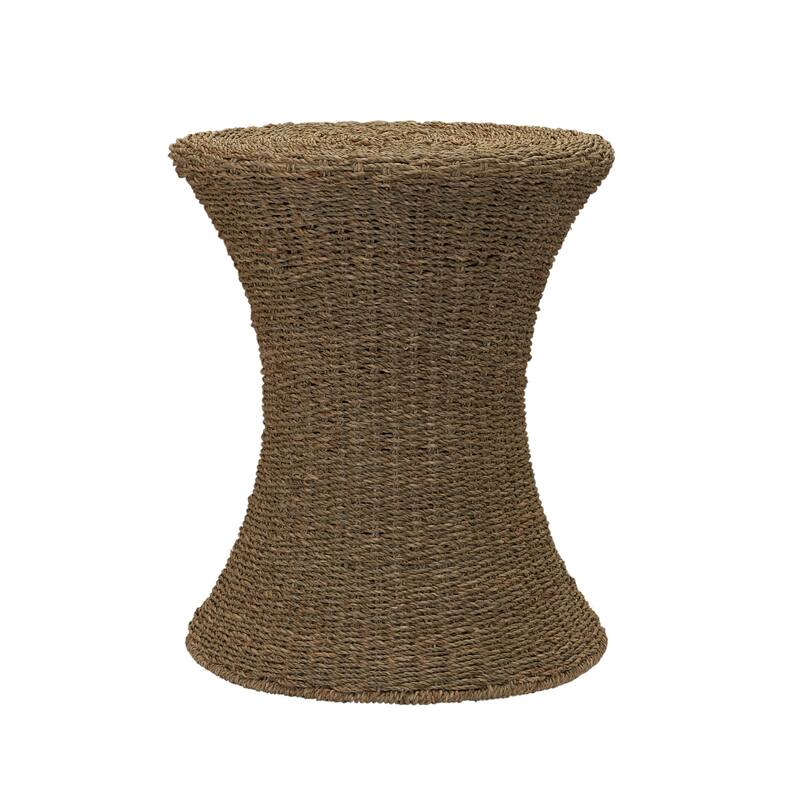 Household Essentials Handwoven Wicker Stool with Hourglass Shape
