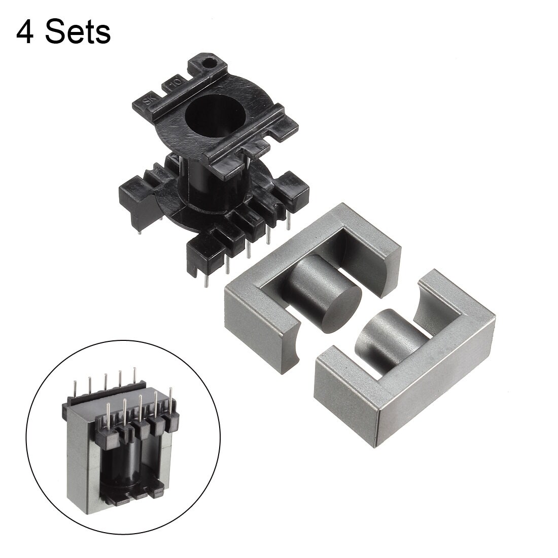 Uxcell 20 Sets EE10 Transformer Bobbin Kit - 40 PC40 Ferrite Halves + 20 Bobbins
