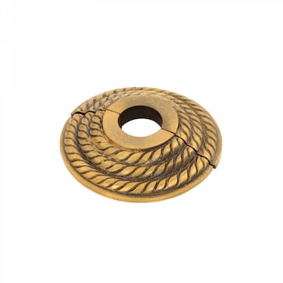 Gold Finish Radiator Flange Triple Roped 1/2" (IPS) pipe flange: 7/8" ID; 3-1/8" OD Renovators Supply