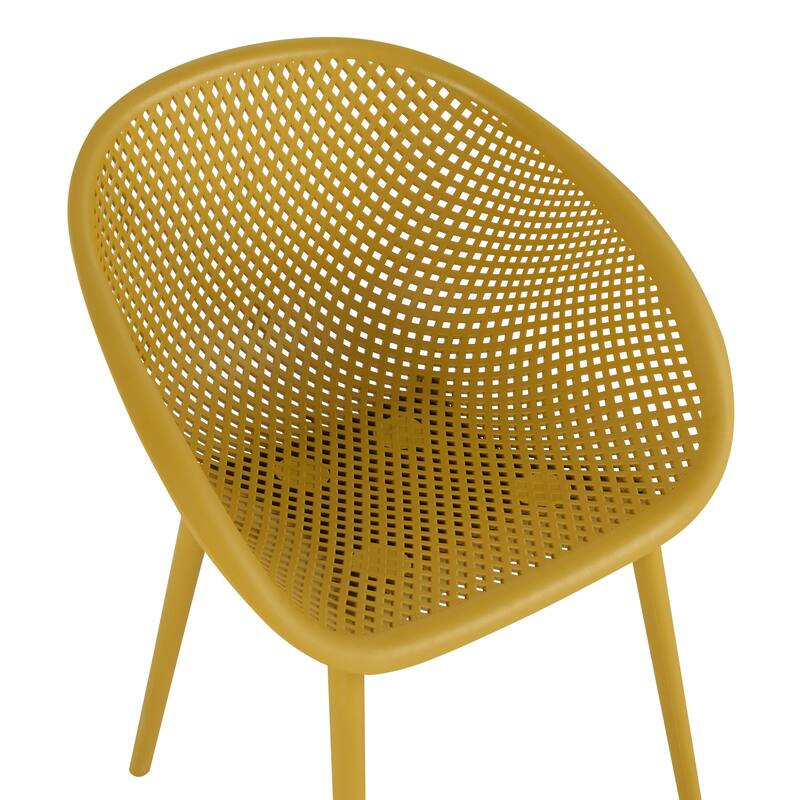 BNK Modern All-Weather PP Plastic Armchair With Mesh Hollow-Out, Indoor/Outdoor (Set of 2)