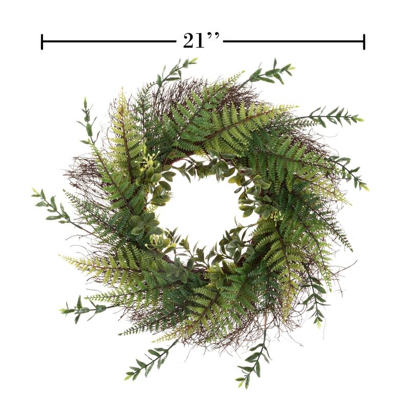 21-Inch Artificial Fern Door Wreath by Pure Garden