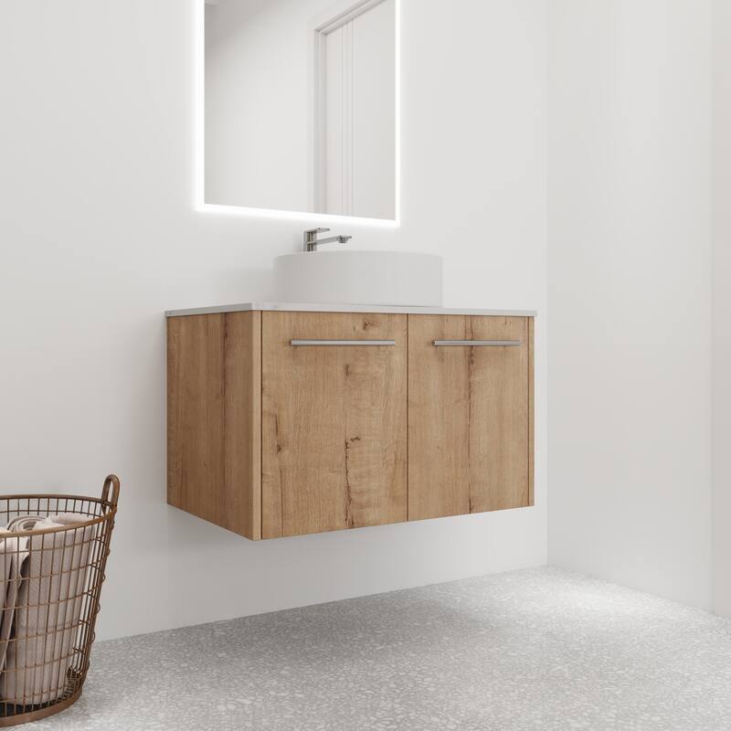 Bathroom Vanity With Sink In 24/30 Inch, Floating Bathroom Vanity With Soft Close Door