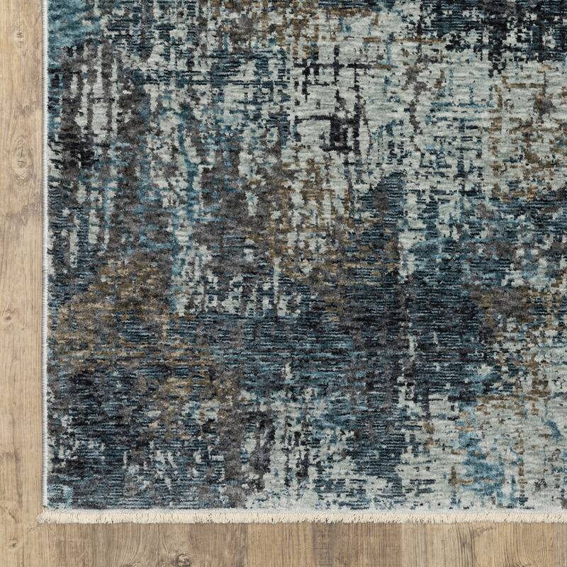 Style Haven Hendrix Abstract Shadows Blue/ Grey Fringe Edge Area Rug