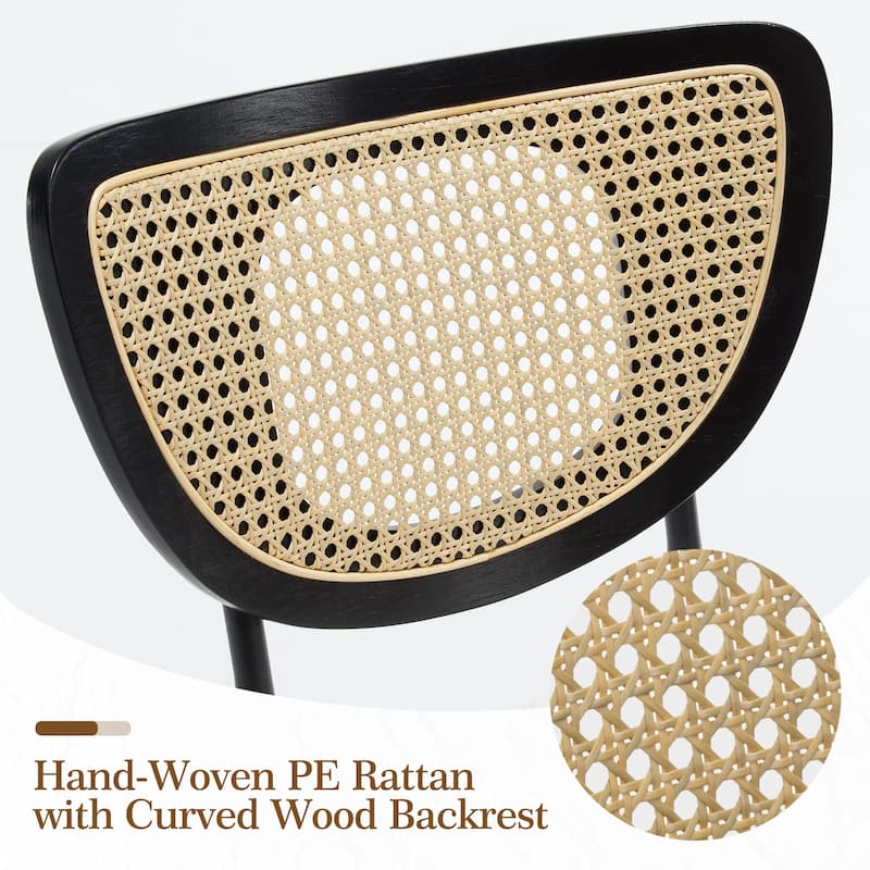 26" Rattan Counter Height Bar Stools Set of 2/3/4 - 37.8"H x 17.7"W x 21.7"D