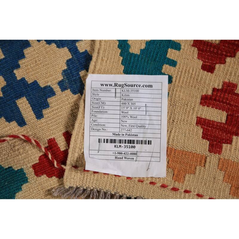 All-Over Wool Palace Size Kilim Oriental Rug Wool Carpet - 10'0"x 15'9"