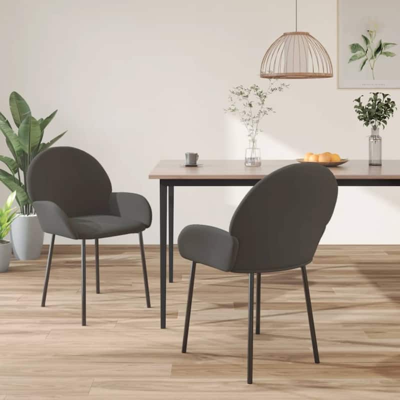 vidaXL Dining Chairs 2 Pcs Accent Upholstered Chair for Living Room Velvet - 22.8" x 22.4" x 30.9" - Dark gray