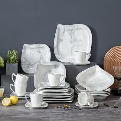 MALACASA Elvira 30-Piece Foliaceous Dinnerware Set (Service for 6)