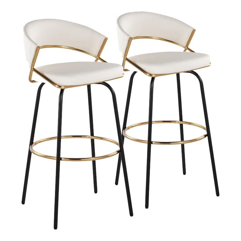 Silver Orchid Tatyana 30" Fixed-Height Bar Stool with Metal Legs (Set of 2)