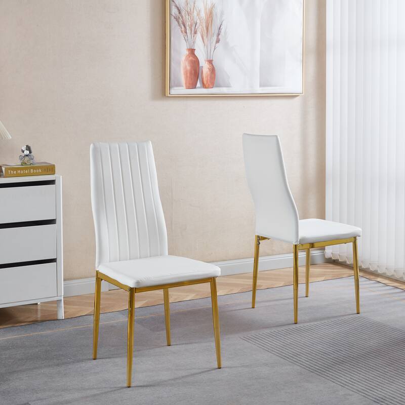 Upholstery Dining Chairs Set of 4 - Golden+White